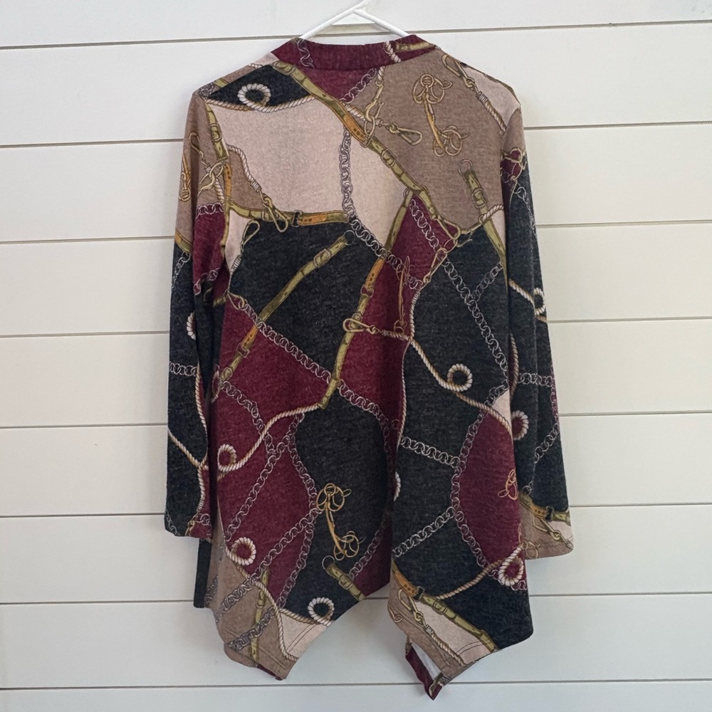 Elegant Patchwork Open Front Cardigan - image 2